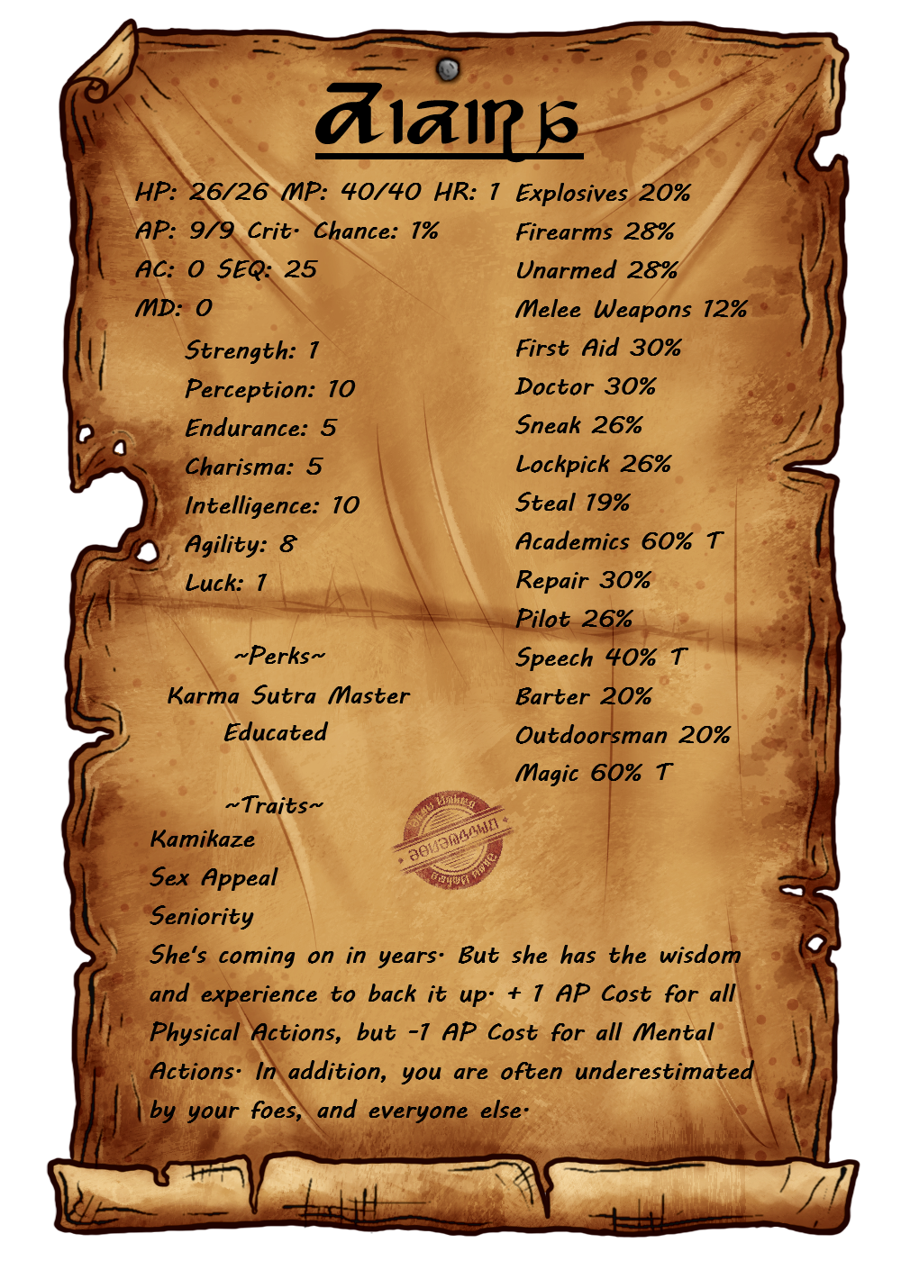 Stats/Perks/Traits Stats/Perks/Traits