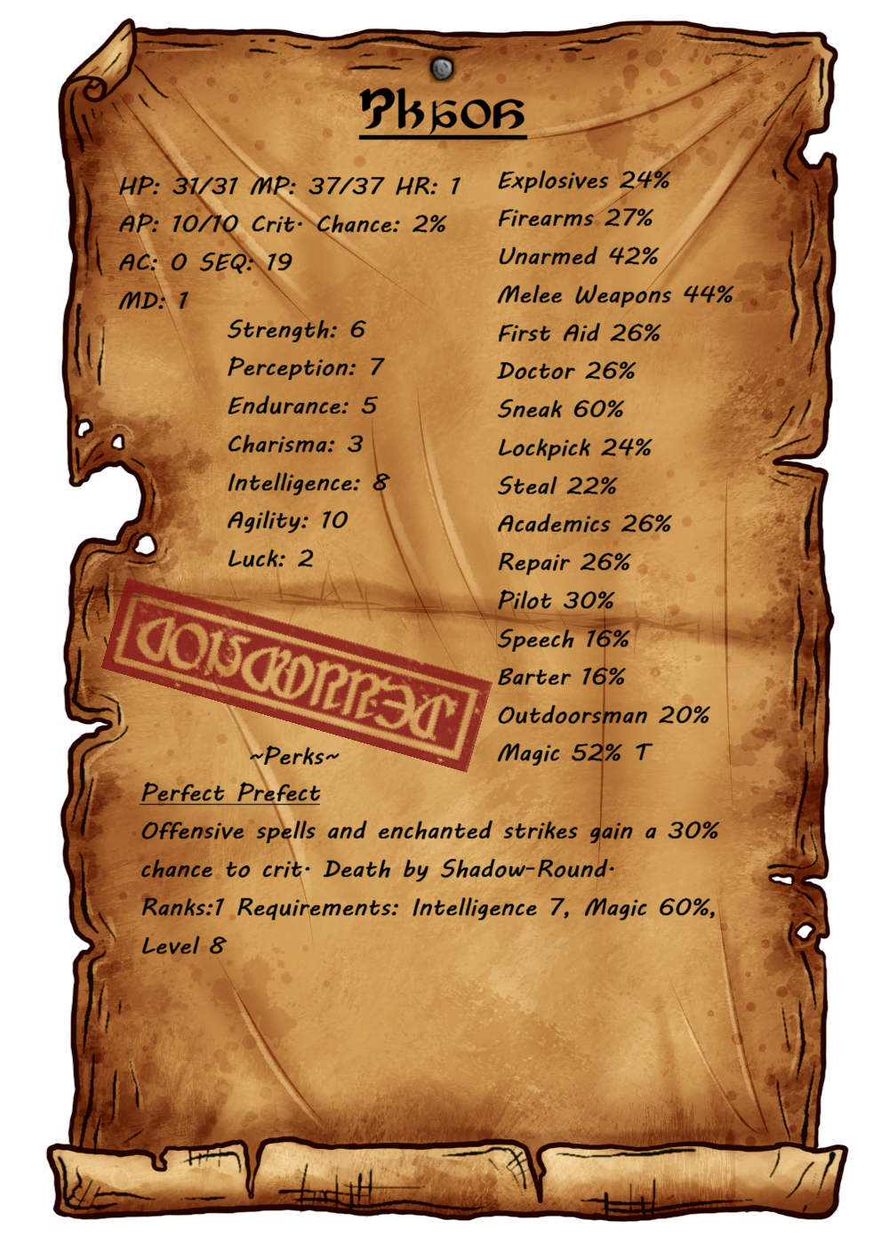 Stats/Perks Stats/Perks