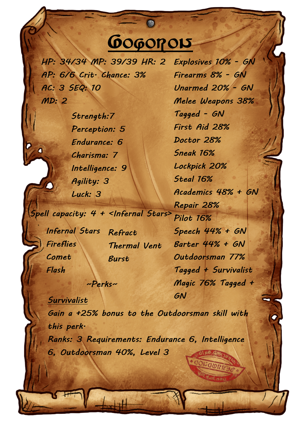 Stats/Perks Stats/Perks