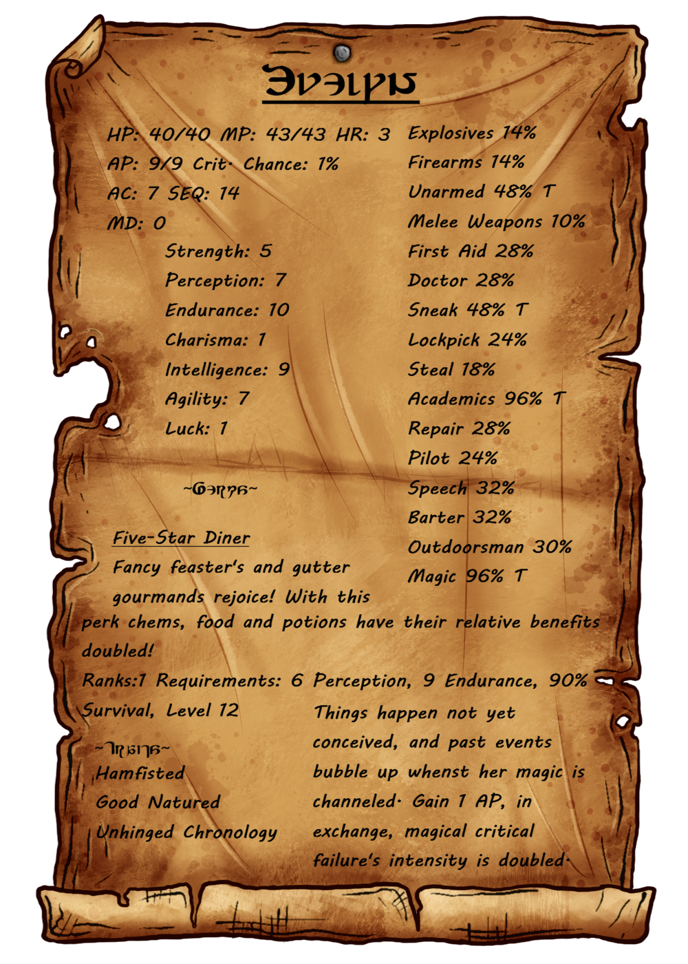 Stats/Perks/Traits Stats/Perks/Traits