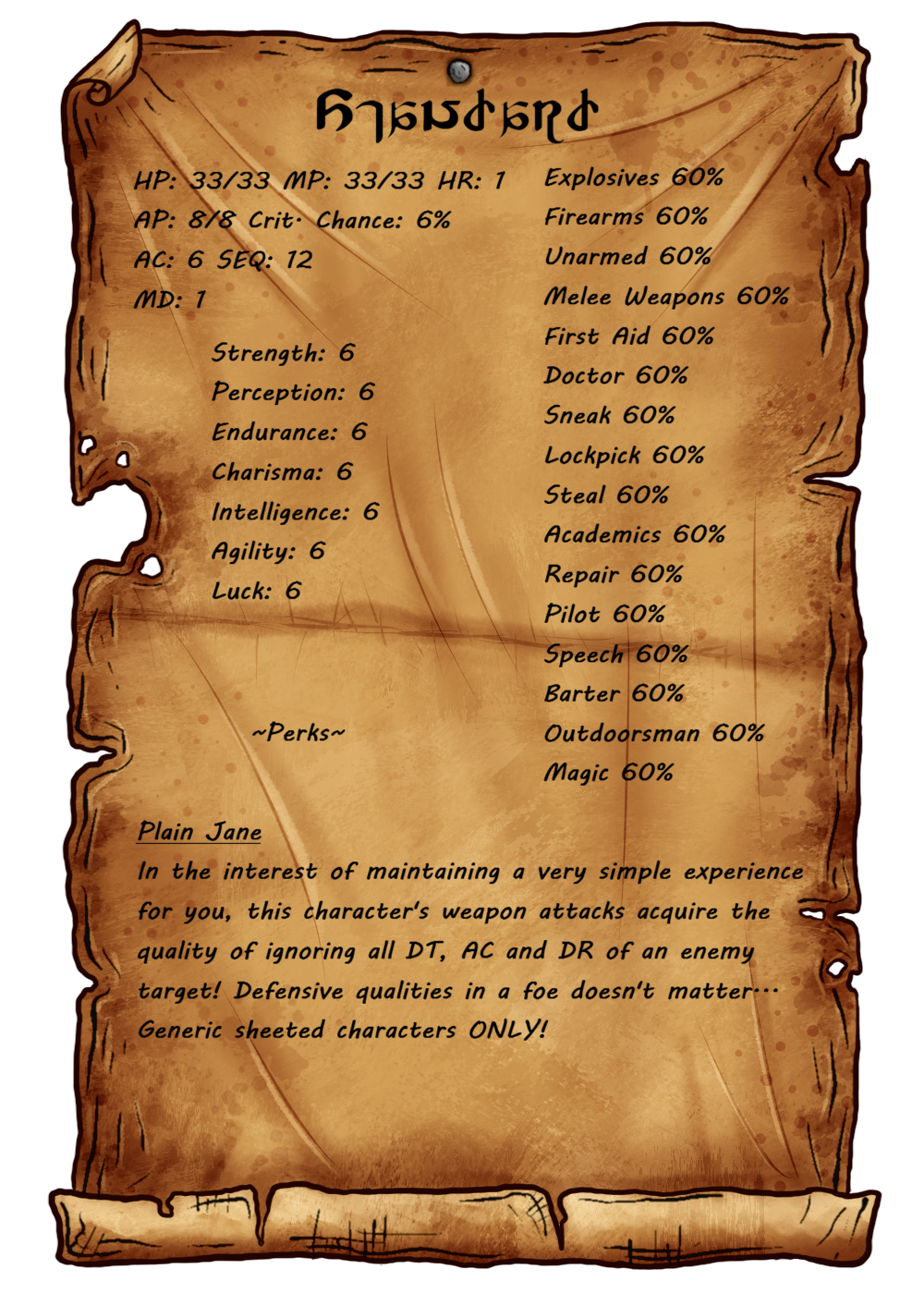 Stats/Perks Stats/Perks